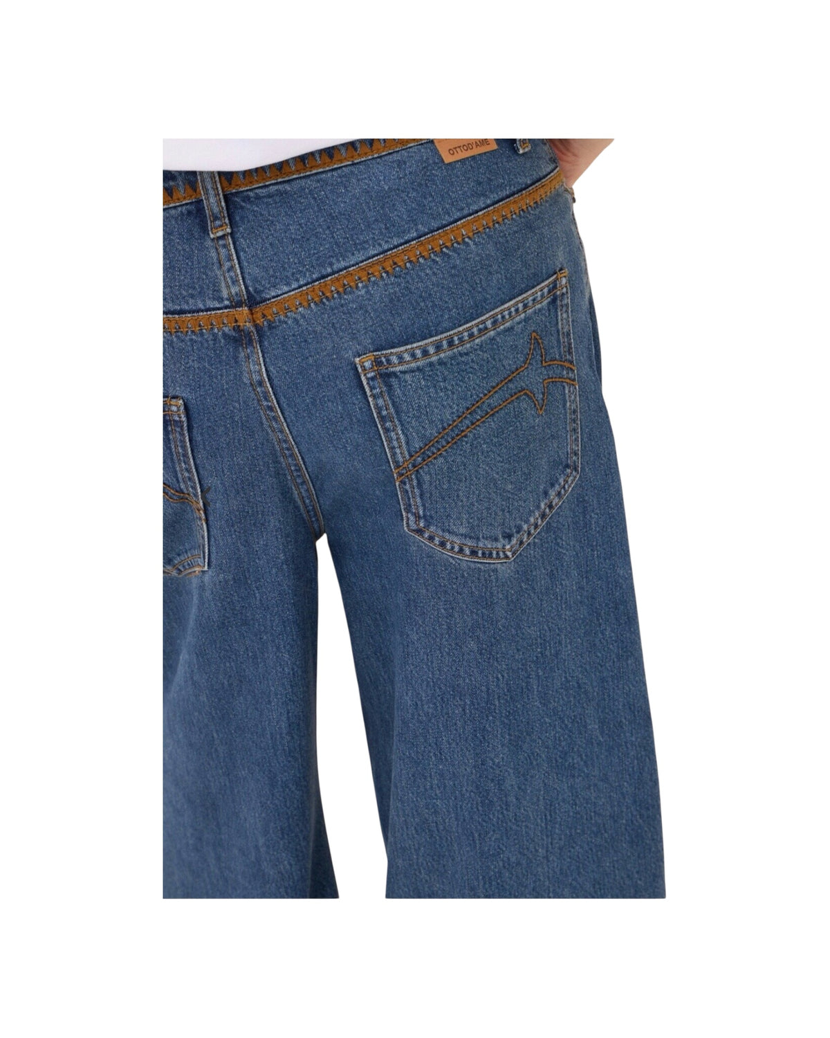 Jeans Wide leg con ricami a contrasto JNN DP0097 UNICA OTTOD'AME 