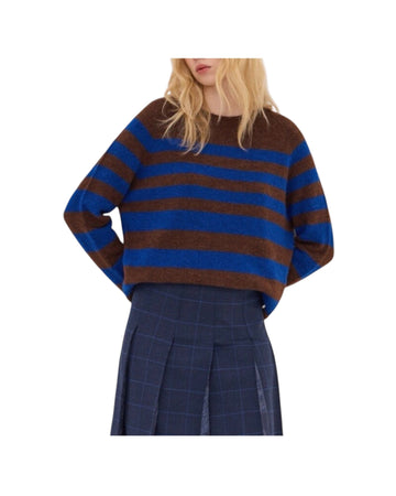 Maglione con motivo a righe Blu marrone MAG DK9352 UNICA OTTOD'AME 