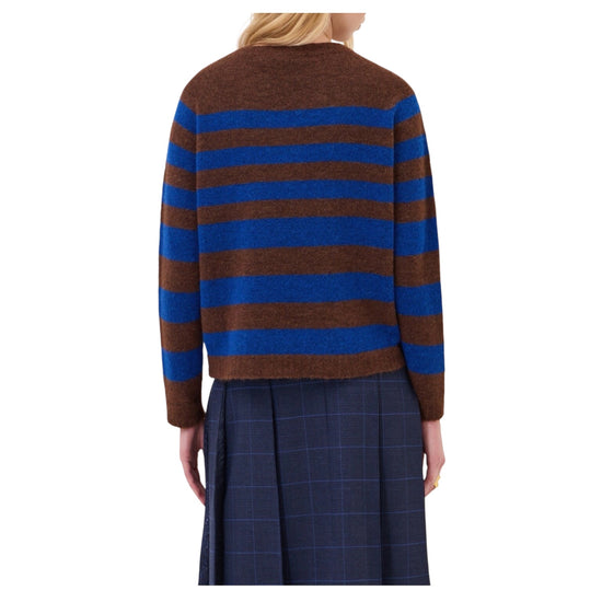 Maglione con motivo a righe Blu marrone MAG DK9352 UNICA OTTOD'AME 