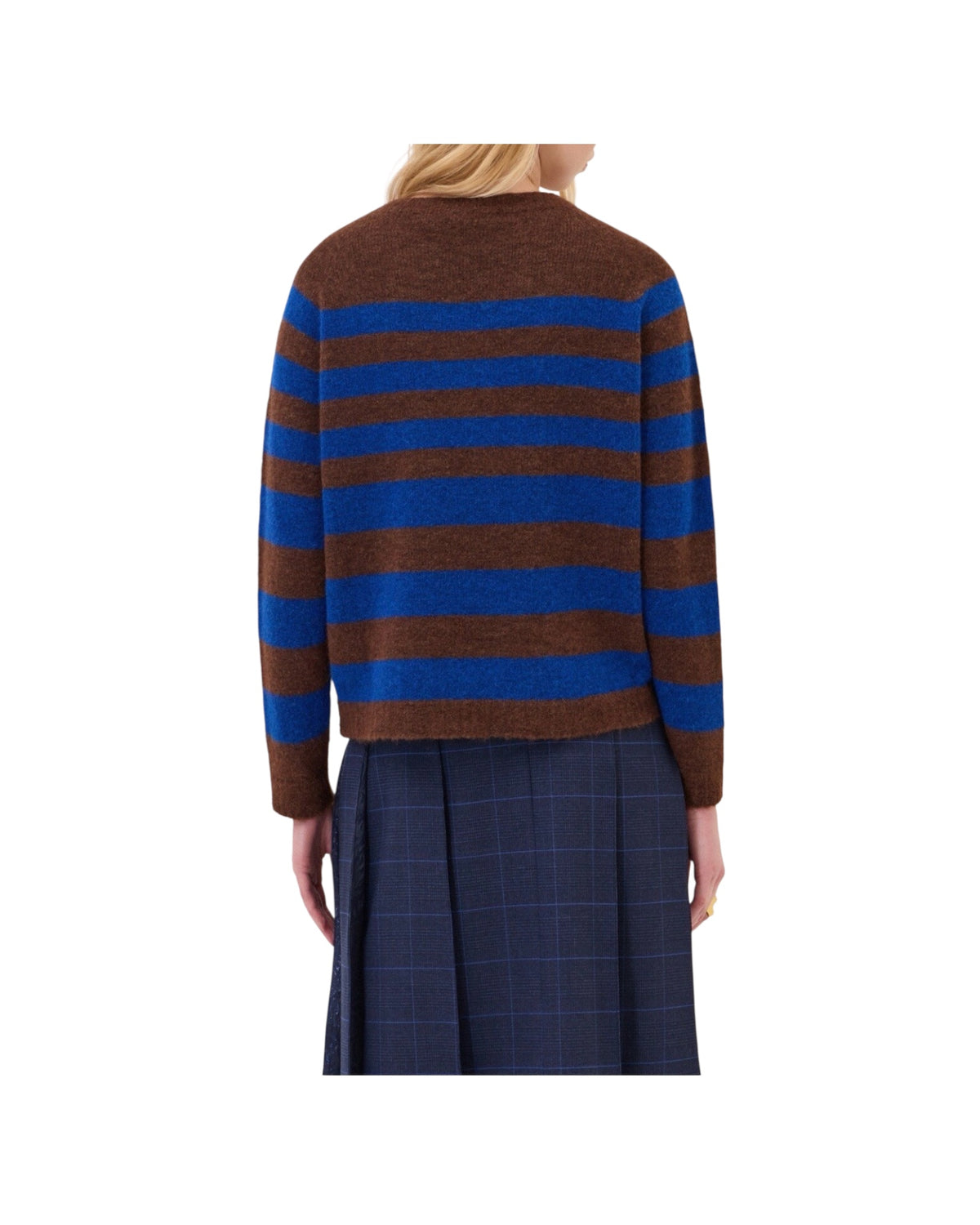 Maglione con motivo a righe Blu marrone MAG DK9352 UNICA OTTOD'AME 