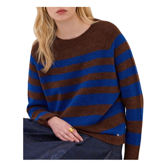Maglione con motivo a righe Blu marrone MAG DK9352 UNICA OTTOD'AME 