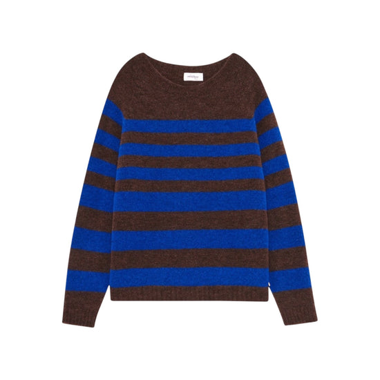 Maglione con motivo a righe Blu marrone MAG DK9352 UNICA OTTOD'AME 
