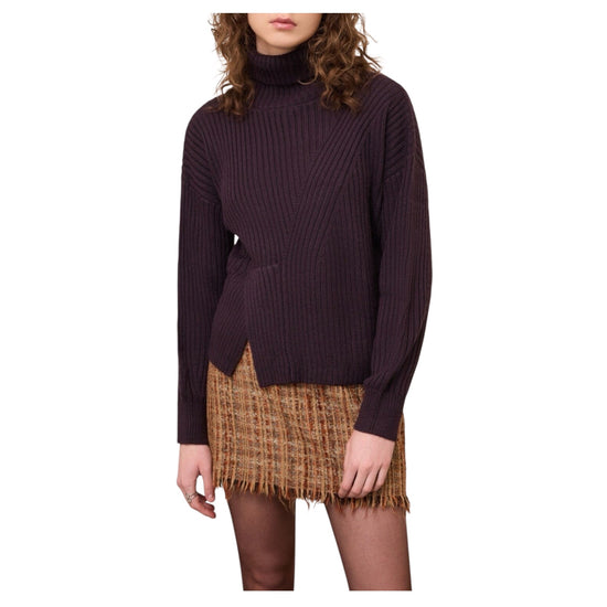 Maglione a collo alto a coste Aubergine WAM DK9314 AUBERGINE OTTOD'AME 