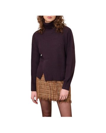 Maglione a collo alto a coste Aubergine WAM DK9314 AUBERGINE OTTOD'AME 