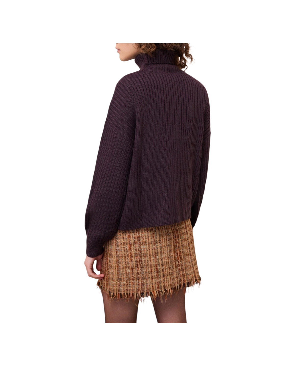 Maglione a collo alto a coste Aubergine WAM DK9314 AUBERGINE OTTOD'AME 
