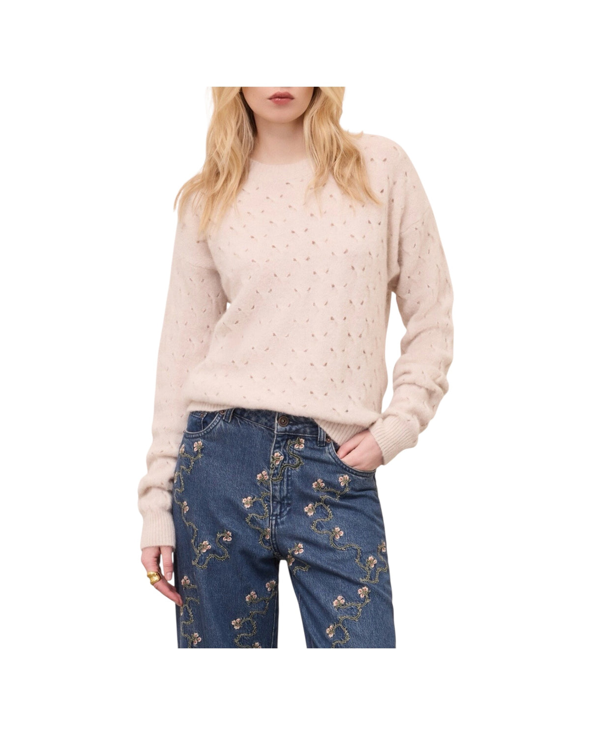 Maglia in mohair traforata Latte WOO DK9324 LATTE OTTOD'AME 