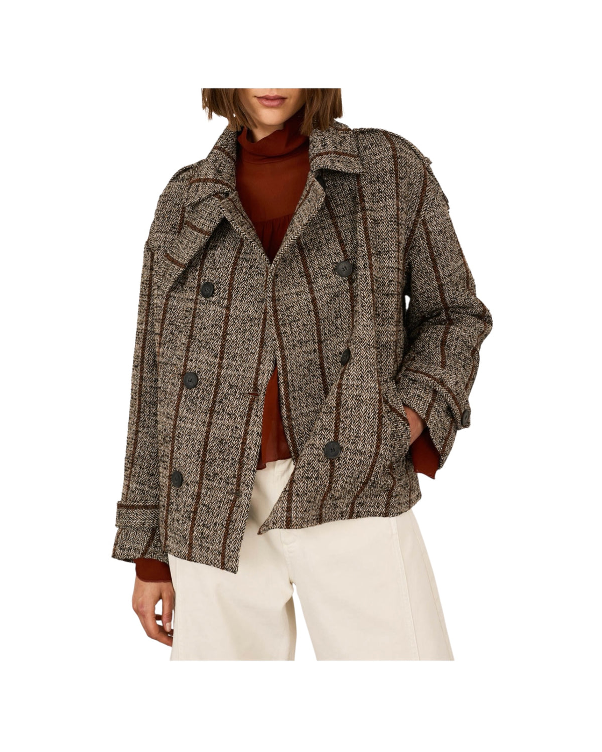 Cappotto corto Doppiopetto A03N0068 NERO PHILIA LOFT 