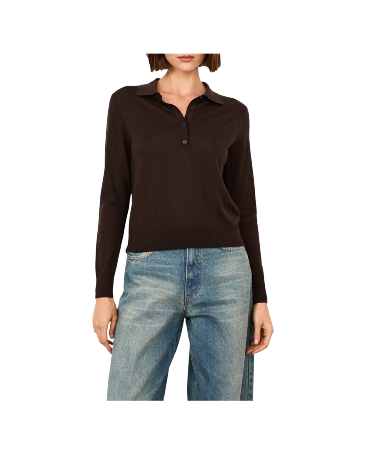Polo in lana merino Cioccolato F03O0089 CIOCCOLATO PHILIA LOFT 