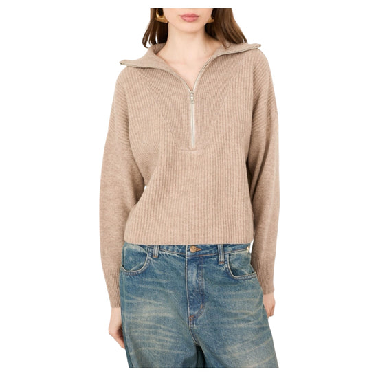 Maglia a costine mezza zip Beige F03O0091 BEIGE PHILIA LOFT 