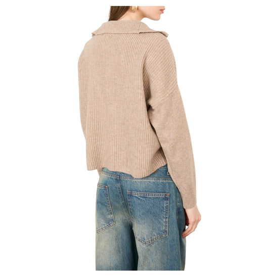 Maglia a costine mezza zip Beige F03O0091 BEIGE PHILIA LOFT 
