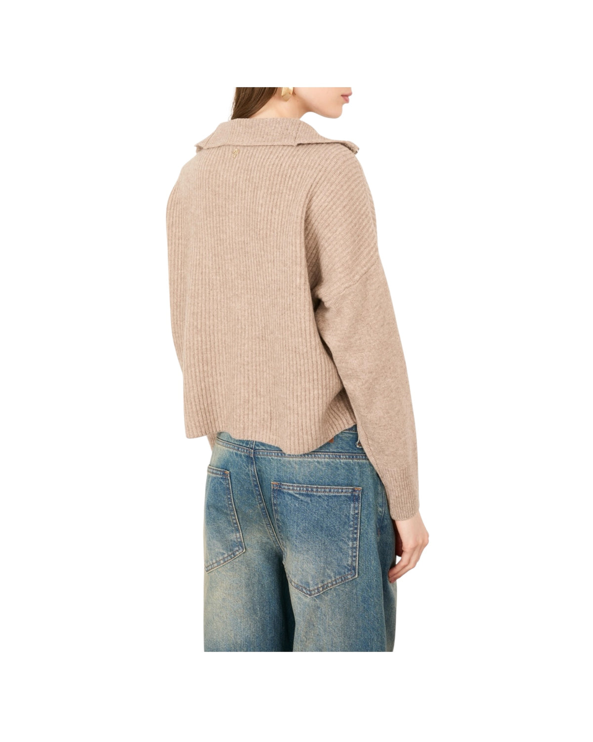 Maglia a costine mezza zip Beige F03O0091 BEIGE PHILIA LOFT 