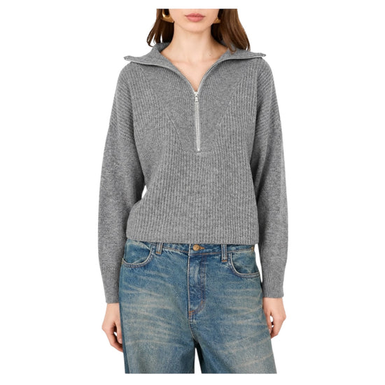 Maglia a costine mezza zip Grigio F03O0091 GRIGIO PHILIA LOFT 