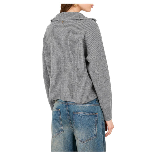 Maglia a costine mezza zip Grigio F03O0091 GRIGIO PHILIA LOFT 