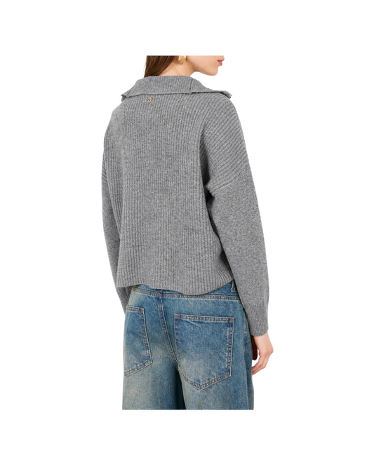 Maglia a costine mezza zip Grigio F03O0091 GRIGIO PHILIA LOFT 