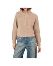 Maglia con collo alto e bottoni Beige