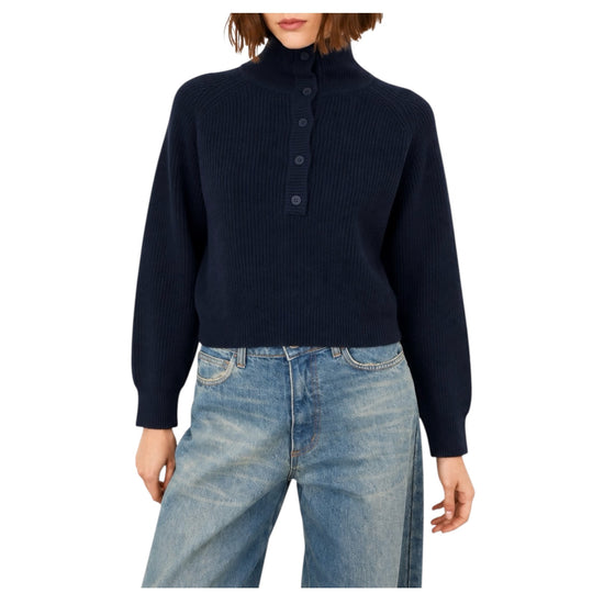 Maglia con collo alto e bottoni Blu F03O0095 BLU PHILIA LOFT 