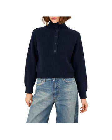 Maglia con collo alto e bottoni Blu F03O0095 BLU PHILIA LOFT 