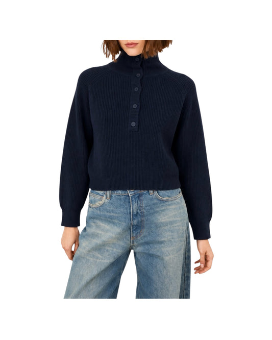 Maglia con collo alto e bottoni Blu F03O0095 BLU PHILIA LOFT 