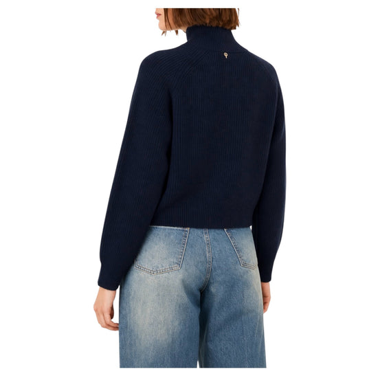 Maglia con collo alto e bottoni Blu F03O0095 BLU PHILIA LOFT 