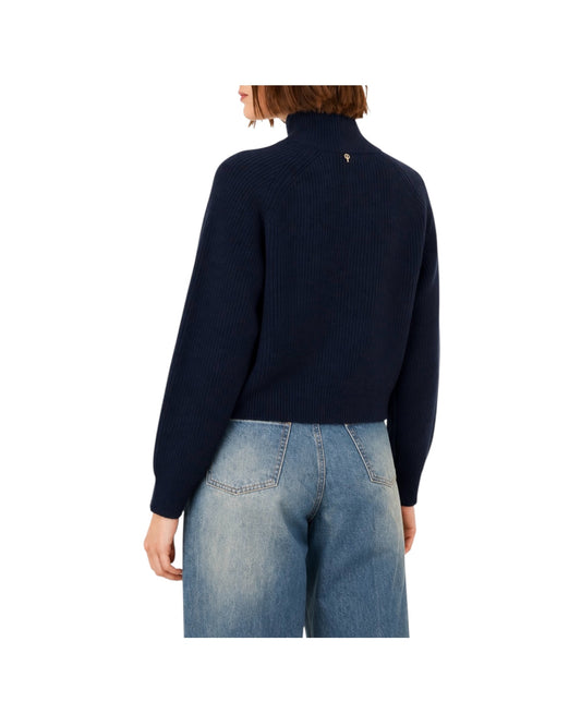 Maglia con collo alto e bottoni Blu F03O0095 BLU PHILIA LOFT 