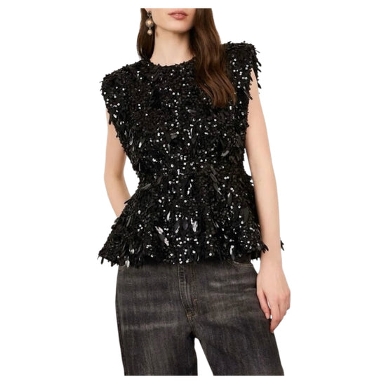 Top con paillettes Nero V03A0229 NERO PHILIA LOFT 