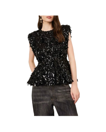 Top con paillettes Nero V03A0229 NERO PHILIA LOFT 