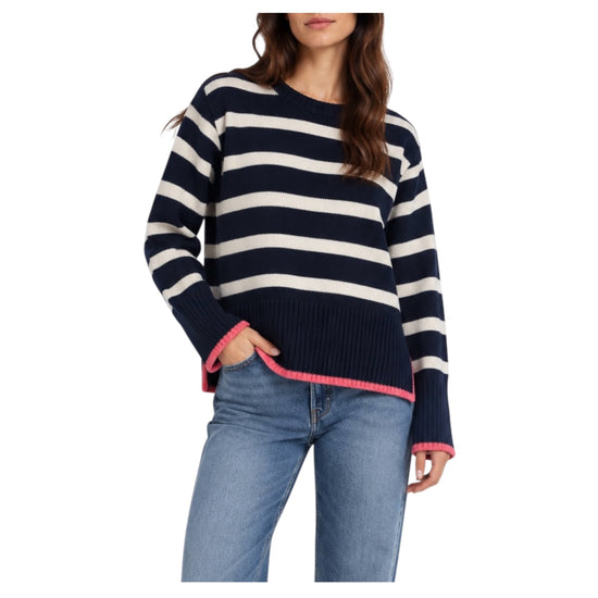 Maglione motivo a righe in cashmere Blu 86820 BLU RETOIS 