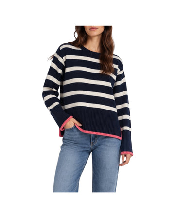 Maglione motivo a righe in cashmere Blu 86820 BLU RETOIS 
