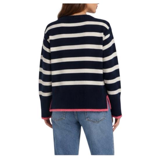 Maglione motivo a righe in cashmere Blu 86820 BLU RETOIS 