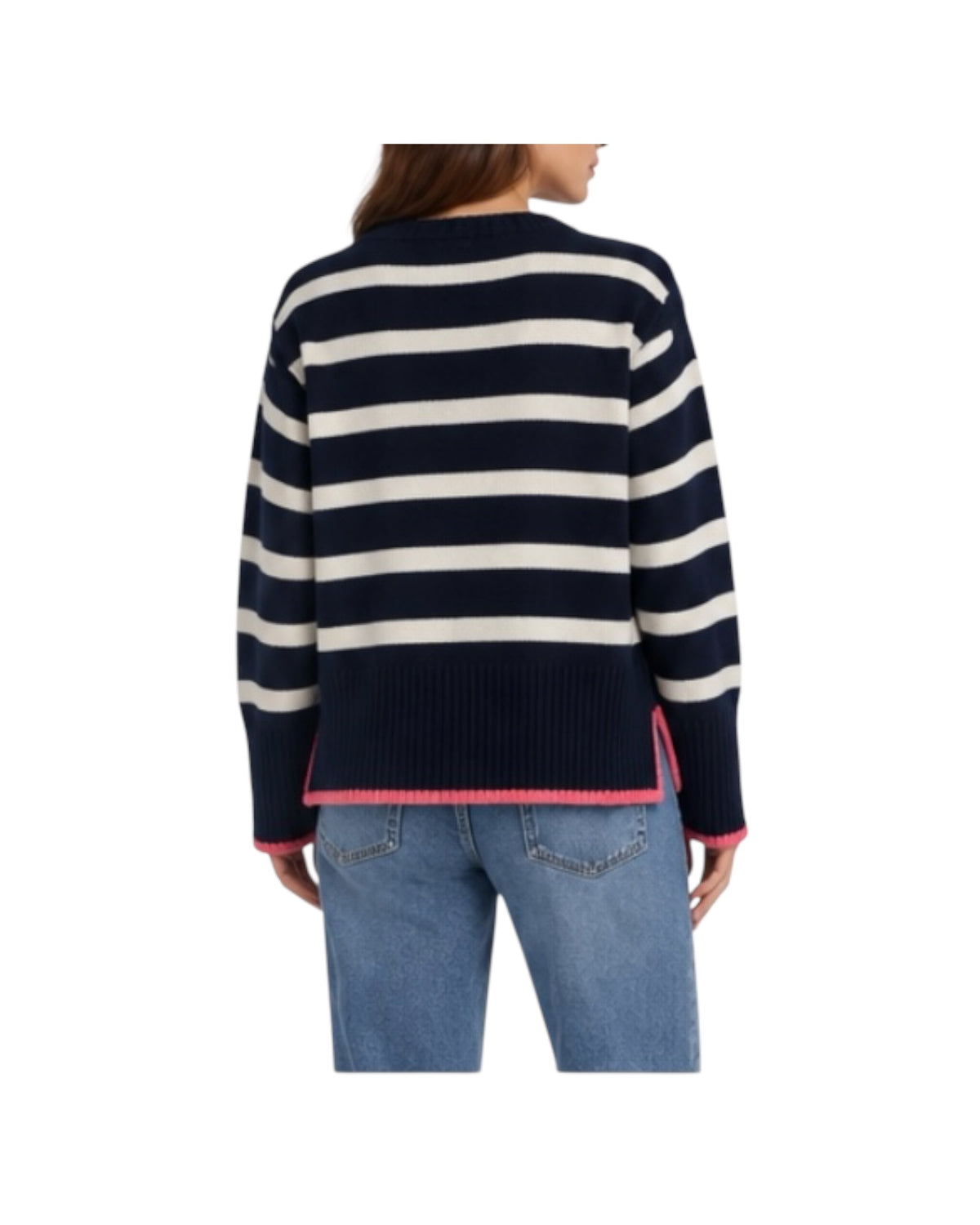 Maglione motivo a righe in cashmere Blu 86820 BLU RETOIS 