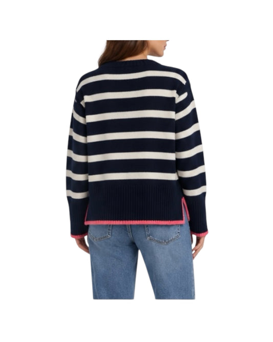 Maglione motivo a righe in cashmere Blu 86820 BLU RETOIS 