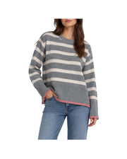 Maglione motivo a righe in cashmere Grigio