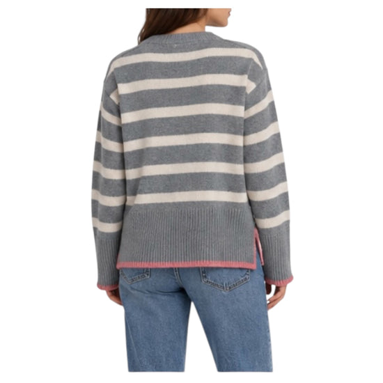 Maglione motivo a righe in cashmere Grigio 86820 GRIGIO RETOIS 