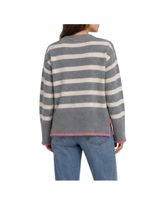 Maglione motivo a righe in cashmere Grigio 86820 GRIGIO RETOIS 