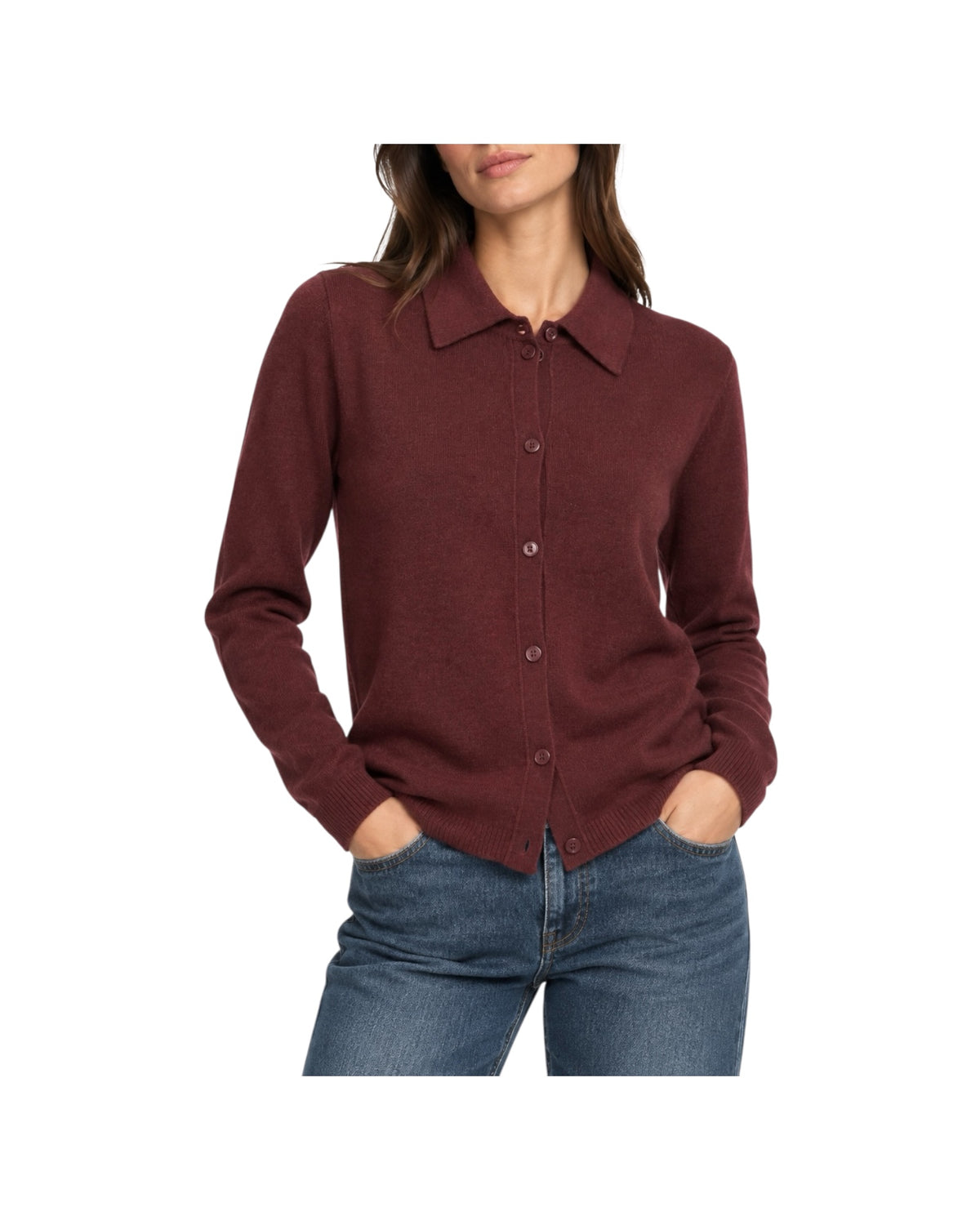 Cardigan con colletto e bottoni Bordeaux 53576 BORDEAUX RE.VI.VAL 