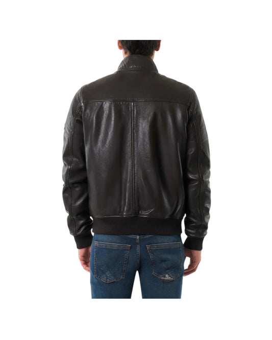 Giacca Barracuda in pelle Dark brown BARRACUDA PADDED LEATHER C0107 ROY ROGER'S 