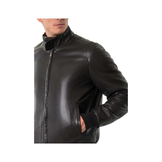 Giacca Barracuda in pelle Dark brown BARRACUDA PADDED LEATHER C0107 ROY ROGER'S 