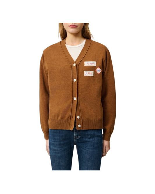 Cardigan Club in lana con patch Camel CLUB CARDIGAN PATCH C0183 ROY ROGER'S 