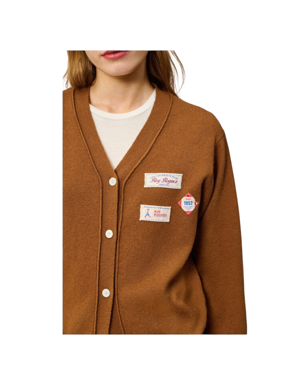 Cardigan Club in lana con patch Camel CLUB CARDIGAN PATCH C0183 ROY ROGER'S 