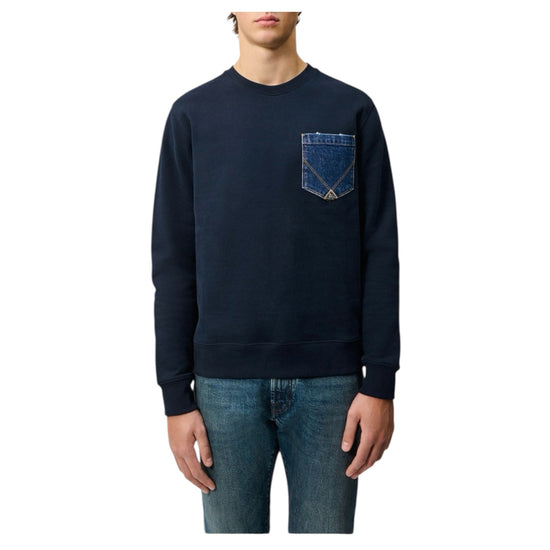 Felpa pocket girocollo Navy CREW POCKET DENIM C0048 ROY ROGER'S 