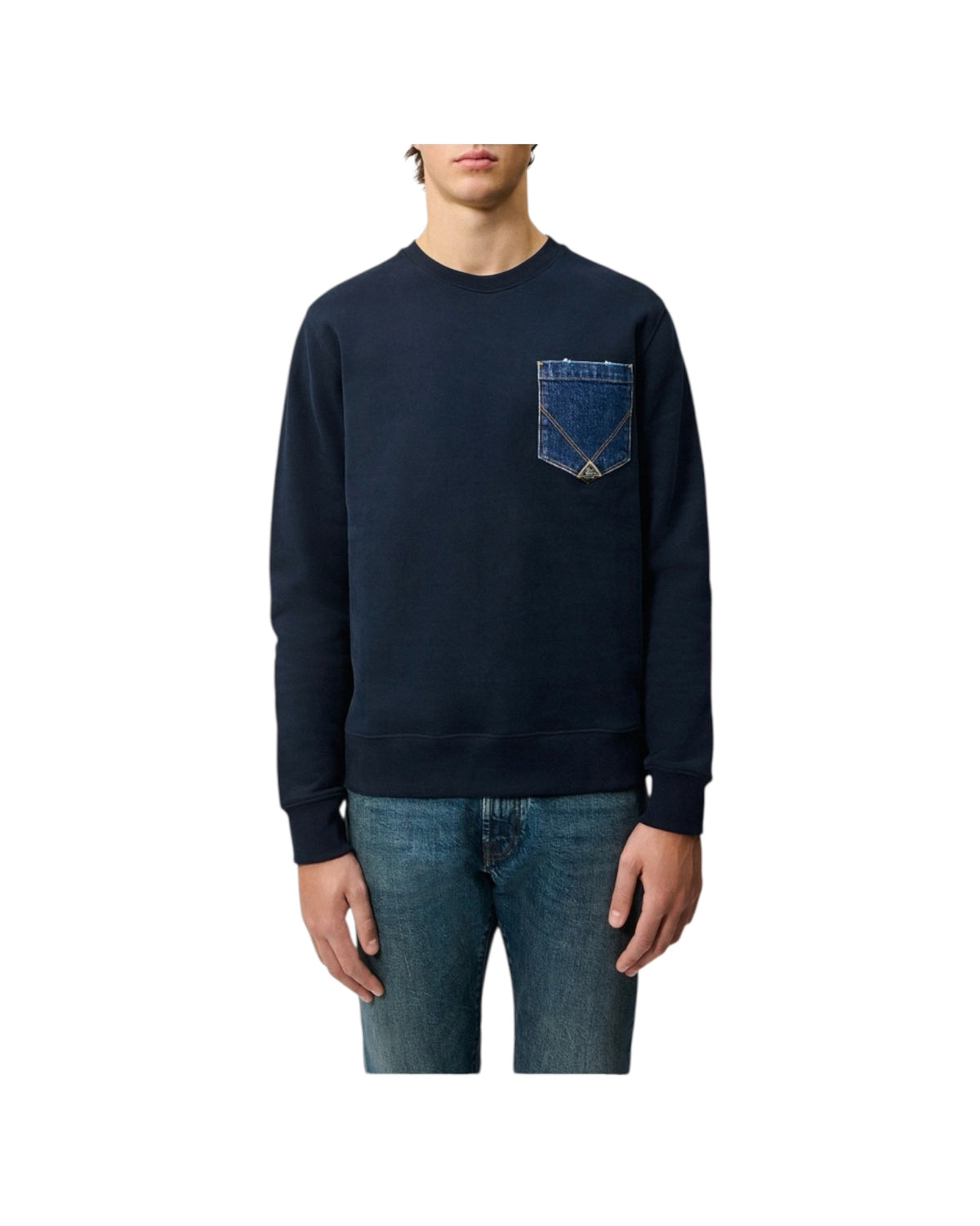 Felpa pocket girocollo Navy CREW POCKET DENIM C0048 ROY ROGER'S 