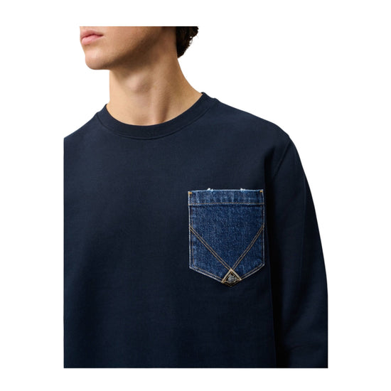Felpa pocket girocollo Navy CREW POCKET DENIM C0048 ROY ROGER'S 