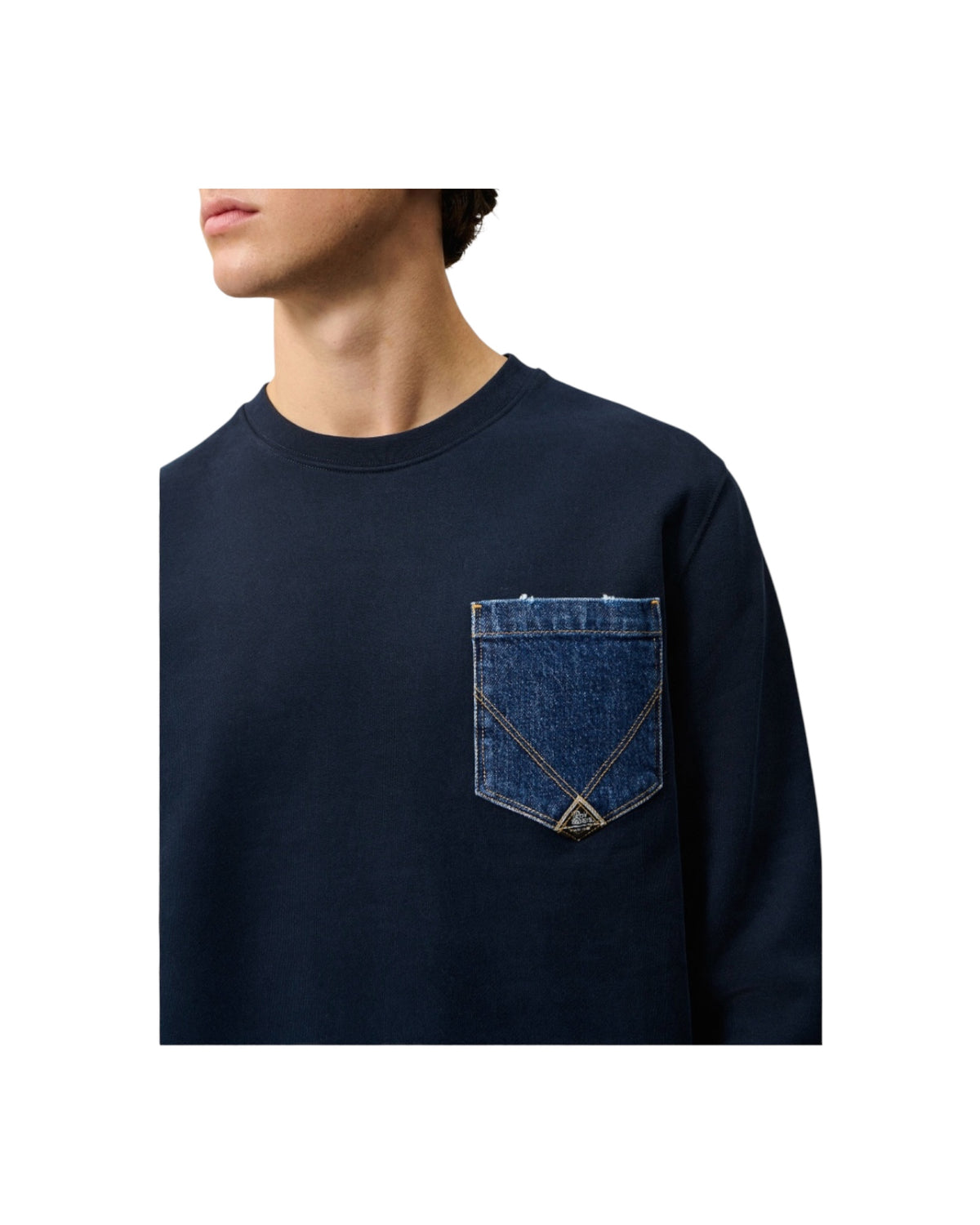 Felpa pocket girocollo Navy CREW POCKET DENIM C0048 ROY ROGER'S 