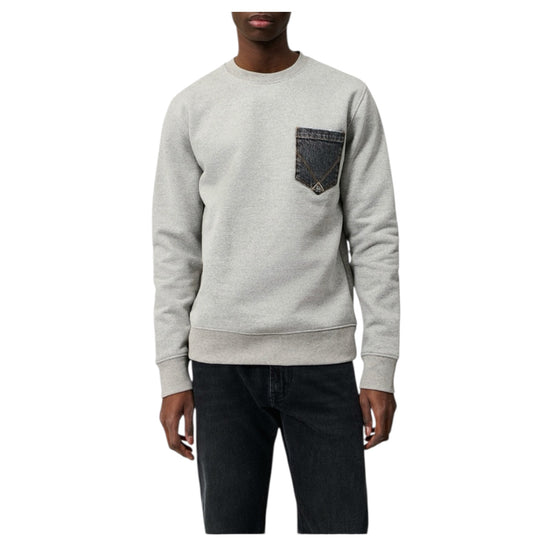 Felpa pocket girocollo Washed Grey CREW POCKET DENIM C0094 ROY ROGER'S 