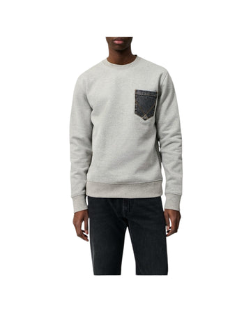 Felpa pocket girocollo Washed Grey CREW POCKET DENIM C0094 ROY ROGER'S 