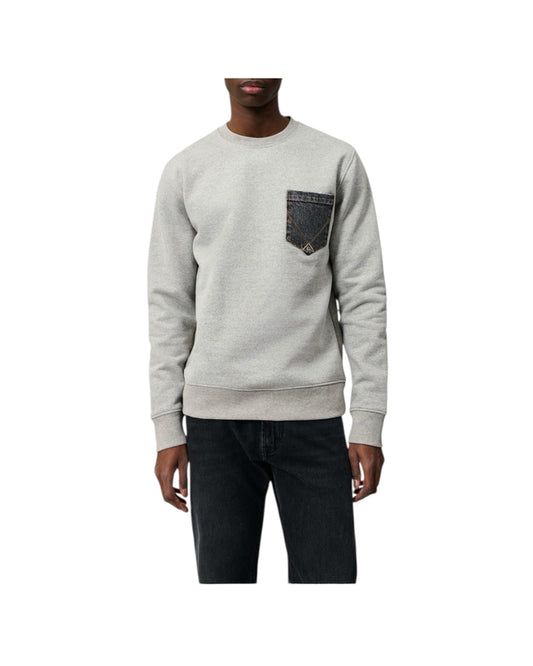 Felpa pocket girocollo Washed Grey CREW POCKET DENIM C0094 ROY ROGER'S 