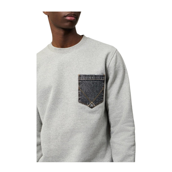 Felpa pocket girocollo Washed Grey CREW POCKET DENIM C0094 ROY ROGER'S 