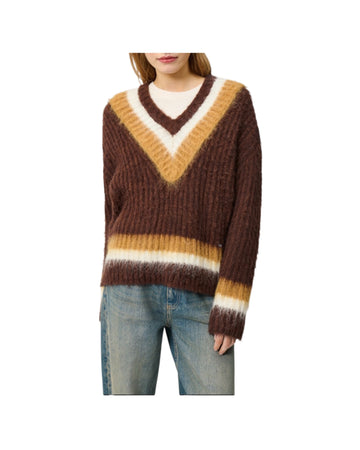 Maglia Fluffy con scollo V Brown FUFFLY V NECK C0712 ROY ROGER'S 