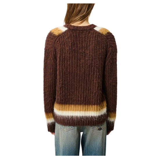 Maglia Fluffy con scollo V Brown FUFFLY V NECK C0712 ROY ROGER'S 