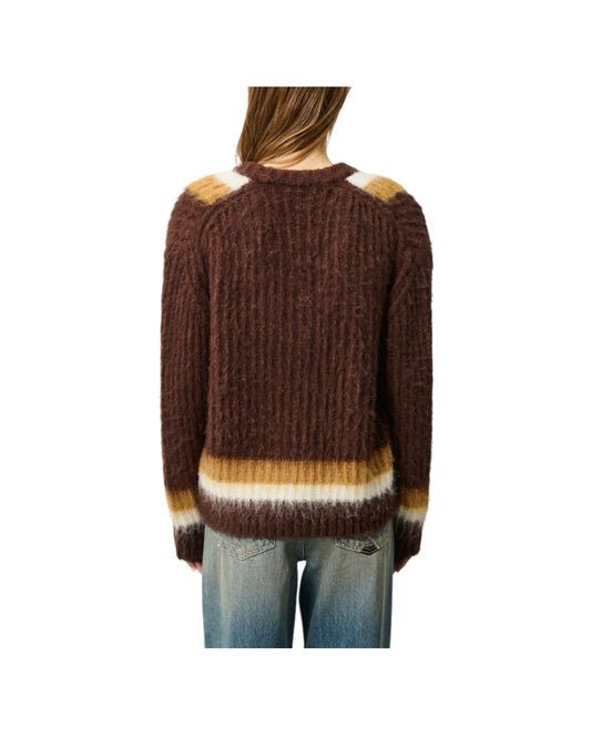 Maglia Fluffy con scollo V Brown FUFFLY V NECK C0712 ROY ROGER'S 